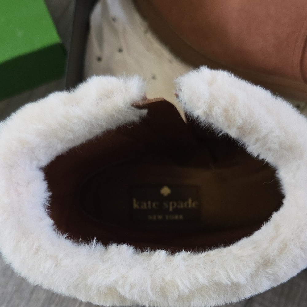 kate spade Brown Winter Boots with Cream Trim - Picture 3 of 5